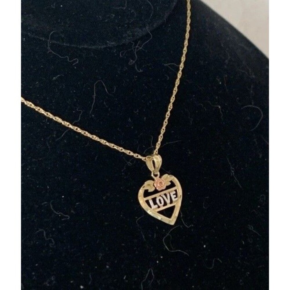 Vintage 10K Gold LOVE Heart Necklace 925 Vermeil Chain 18”